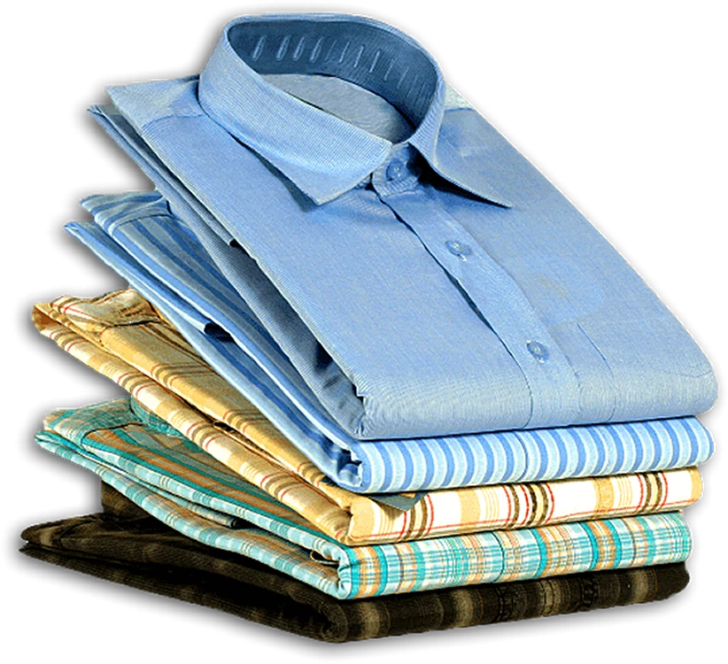 Stack of freshly folded and pressed shirts